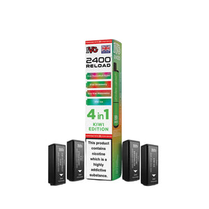 IVG 2400 Reload Pods for IVG 2400 Prefilled Kit - 4 Flavours - Kiwi Edition - Kiwi Passionfruit Guava - Kiwi Strawberry - Sour Kiwi Watermelon - Kiwi Ice