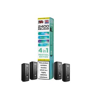 IVG 2400 Reload Pods for IVG 2400 Prefilled Kit - 4 Flavours - Menthol Edition - Mint Burst - Classic Menthol - Blackcurrant Menthol - Polar Mint