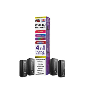 IVG 2400 Reload Pods for IVG 2400 Prefilled Kit - 4 Flavours - Purple Edition - Fizzy Cherry - Plum Blue Razz - Grape Ice - Blue Razz Cherry