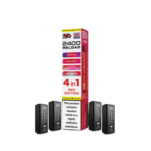 IVG 2400 Reload Pods for IVG 2400 Prefilled Kit - 4 Flavours - Red Edition - Plum Cherry - Fizzy Cherry - Strawberry Watermelon Fusion - Red Apple Ice