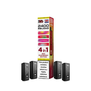 IVG 2400 Reload Pods for IVG 2400 Prefilled Kit - 4 Flavours - Red Raspberry Edition - Raspberry Lemon Soda - Raspberry Kiwi - Sour Raspberry - Raspberry Ice