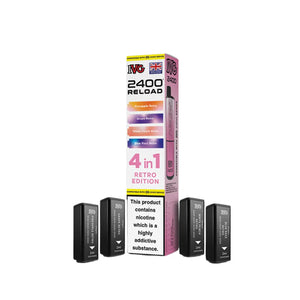 IVG 2400 Reload Pods for IVG 2400 Prefilled Kit - 4 Flavours - Retro Edition - Pineapple Retro - Grape Retro - White Peach Retro - Blue Razz Retro