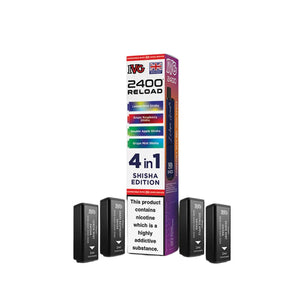 IVG 2400 Reload Pods for IVG 2400 Prefilled Kit - 4 Flavours - Shisha Edition - Lemon Mint Shisha - Grape Raspberry Shisha - Double Apple Shisha - Grape Mint Shisha