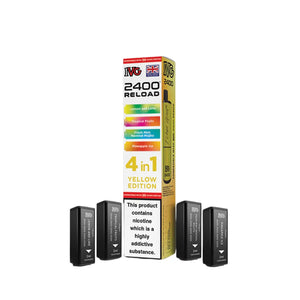 IVG 2400 Reload Pods for IVG 2400 Prefilled Kit - 4 Flavours - Yellow Edition - Lemon and Lime - Tropical Fruits - Fresh Mint Menthol Mojito - Pineapple Ice