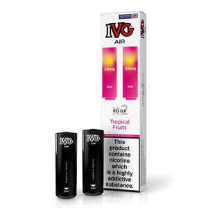 IVG Air prefilled vape pods, Tropical Fruits flavour, 2ml, 20mg nicotine strength.