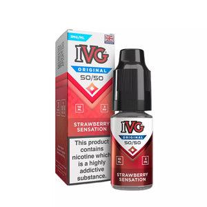 IVG Original Strawberry Sensation 50/50 e-liquid 10ml bottle with 3mg nicotine strength made in UK for pod kits and MTL vaping devices