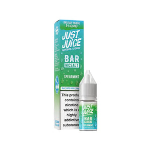 Just Juice Bar Spearmint 10ml Nic Salt E-liquid - Perfect for Refillable Vape Kits