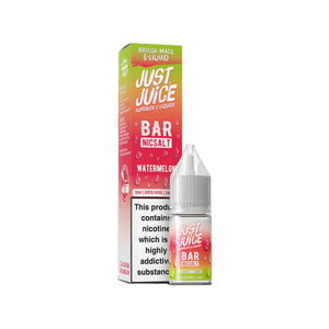 Just Juice Bar Watermelon 10ml Nic Salt E-liquid - Perfect for Refillable Vape Kits