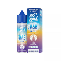 Three bottles of Just Juice Bar Below Zero 40ml saltfill e-liquid on a white background