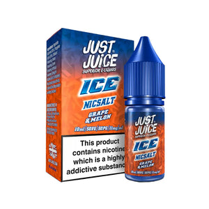 Just Juice Ice Grape & Melon Flavour 10ml Nic Salt E-liquid perfect for Refillable Vape Kits