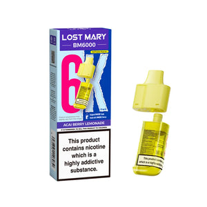 Lost Mary BM6000 Refill Pods for the Lost Mart BM6000 Vape kit - Acai Berry Lemonade Flavour