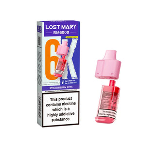 Lost Mary BM6000 Refill Pods for the Lost Mart BM6000 Vape kit - Strawberry Kiwi Flavour