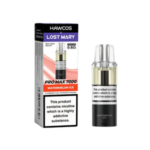 Hawcos Lost Mary Pro Max 7000 replacement pods featuring leak-proof design and instant flavour delivery system
