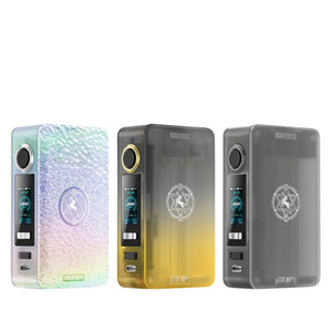 Three Lost Vape Centaurus N200 Box Mods in gradient colours, displaying digital screens.