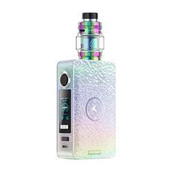 Three Lost Vape Centaurus N200 kits in pink, rainbow, and black with tanks on top.