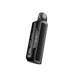 Lost Vape Thelema Elite S Pod Vape Kit in 3 different colours Twill Silver - Light Lavender - Carbon Black. Showing type c charging port and small display screen