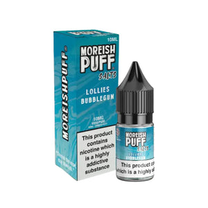 Moreish Puff Lollies 10ml Nic Salt Bubblegum Flavour perfect for pod vape kits