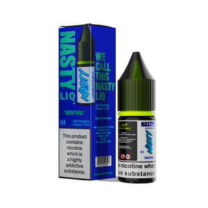 Nasty Juice Menthol 10ml Salt Nicotine e-liquid bottle and packaging.