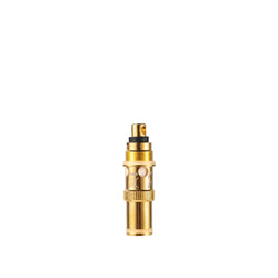 Golden Ohm Vape AIO 42W box mod pod replacement coils 0.30 and 1.2 ohm with textured grip and black rubber ring, isolated on a grey background.