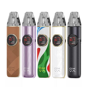 Five different colours OXVA Nexlim V2 Pod Kits lined up on a white background.
