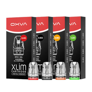 OXVA Xlim Top-fill V3 Replacement Pods 3ML vape cartridges with packaging on a white background