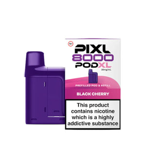 PIXL 8000 POD XL vaping device with 8000 puff capacity - PIXL 8000 pods featuring prefilled and refill system - Black Cherry Flavour