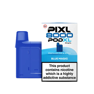 Premium PIXL 8000 pods system featuring 8000 puff longevity with convenient refillable pod design - Blue Magic Flavour