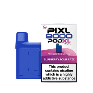 PIXL 8000 PODXL model - high-capacity PIXL 8000 refill pods with 8000 puff rating and refill system - Blueberry Sour Razz Flavour