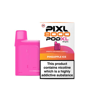 Compact PIXL 8000 pods system offering 8000 puff capacity with prefilled and refill functionality - Pineapple Ice Flavour