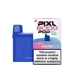 High-capacity PIXL 8000 refill pods offering 8000 puffs per pod with convenient refill system - Pink Razz Flavour