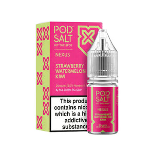 Pod Salt Nexus Strawberry Watermelon Kiwi Flavour 10ml Nic Salt E-liquid perfect for Refillable Vape Kits