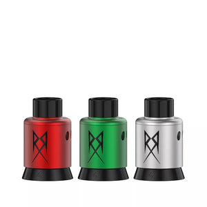 Recoil R3 Single Coil RDA, three lined up in red, green and silver.