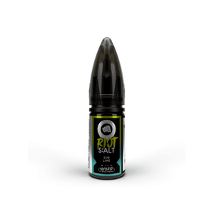 Riot Squad S:ALT 10ml vape bottle with black cap and colourful label design.