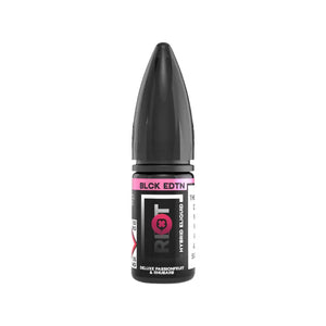 Riot Squad BLACK Edition Deluxe Passionfruit & Rhubarb Flavour Nic Salt 10ml E-liquid Perfect for Refillable Vape Kits