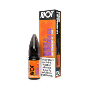 Riot X Nic Salt 10ml Orange & Raspberry Ice Flavour is available in 5mg,10mg and 20mg Strength