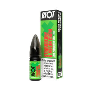 Riot X Nic Salt 10ml Strawberry & Melon Chew Flavour is available in 5mg,10mg and 20mg Strength