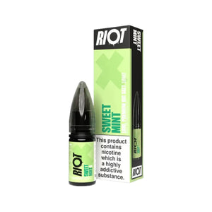 Riot X Nic Salt 10ml Sweet Mint Flavour is available in 5mg,10mg and 20mg Strength
