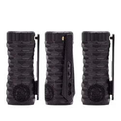 Rock Mods Swordfish V2 Mechanical Mod in Custom Colour Andromeda From front, side and fire-bar angles.