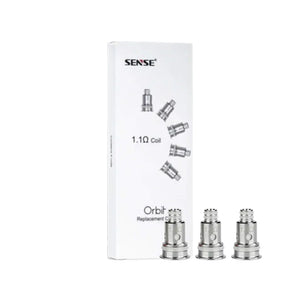 Sense Orbit TF Replacement Coil 5 Pieces a Pack 1.1 Ohm with grooved tops, shown against a plain background.