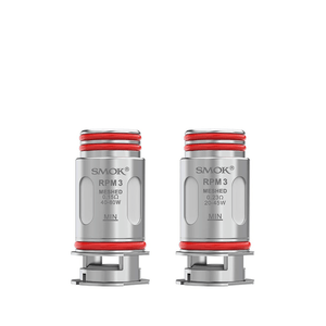 Two SMOK RPM 3 replacement coils with red O-rings, designed for vaping devices.