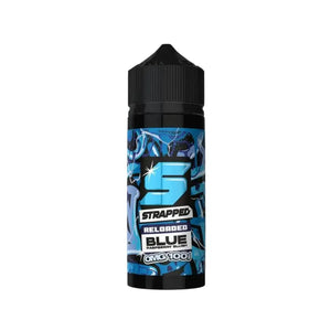 Strapped Reloaded 100ml Shortfill e-liquid in blue raspberry slush flavour.