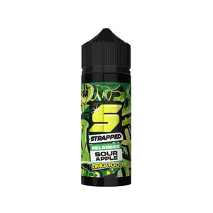 Strapped Reloaded 100ml Shortfill e-liquid in sour apple flavour.