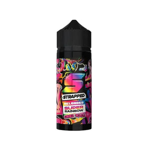 Strapped Reloaded 100ml Shortfill e-liquid in super rainbow flavour.