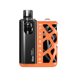 Three puremax q pod vape kits with new colours and design options on a white background