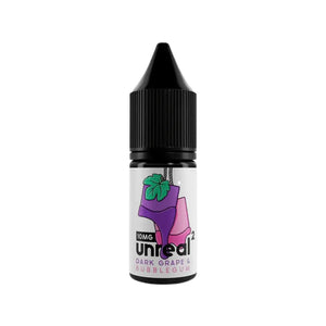 Unreal 2 Dark Grape & Bubblegum Flavour 10ml Nic Salt E-liquid perfect for Refillable Vape Kits