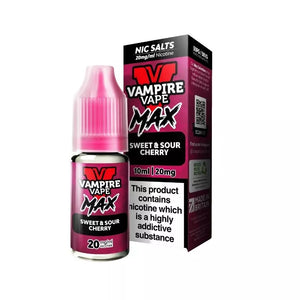 Vampire Vape Max 10ml Nic Salt Sweet & sour cherry Flavour available in 10mg and 20mg strength great for pod vape kits