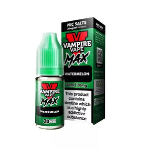 Vampire Vape Max 10ml Nic Salt watermelon Flavour available in 10mg and 20mg strength great for pod vape kits
