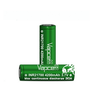 Vapcell P42A 21700 Battery. 4200mAh, 3.7V, 30A continuous discharge rating for box mods and vape kits.
