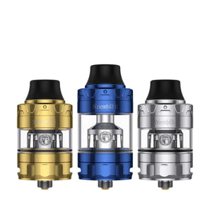 Vapefly Kriemhild II Sub-Ohm Tank available in gold, blue and silver colour options