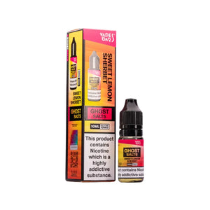 A 10ml bottle of Ghost Nic Salts in Sweet Lemon Sherbet, designed for a smooth and satisfying nicotine salt vaping experience.